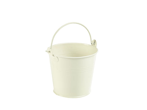 Genware GSB10W Galvanised Steel Serving Bucket 10cm Dia White - Pack of 12