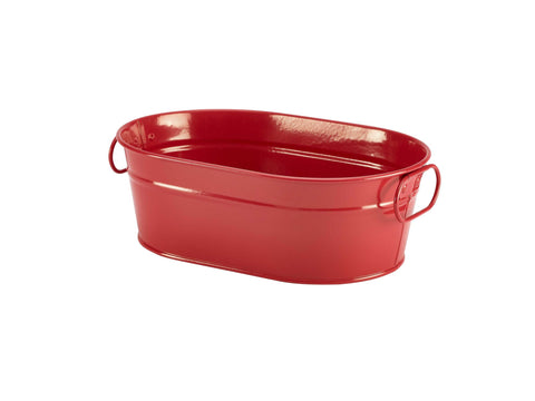 Genware GSB2315R Galvanised Steel Serving Bucket Red 23 x 15 x 7cm - Pack of 6