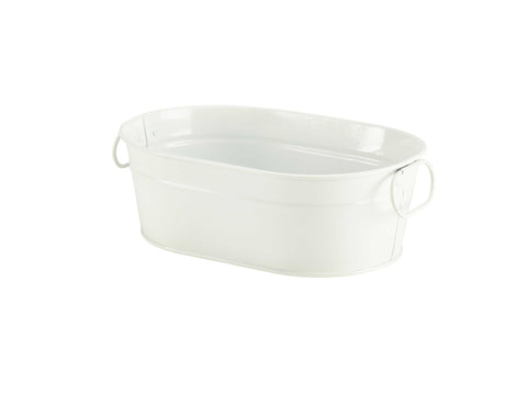 Genware GSB2315W Galvanised Steel Serving Bucket White 23 x 15 x 7cm - Pack of 6