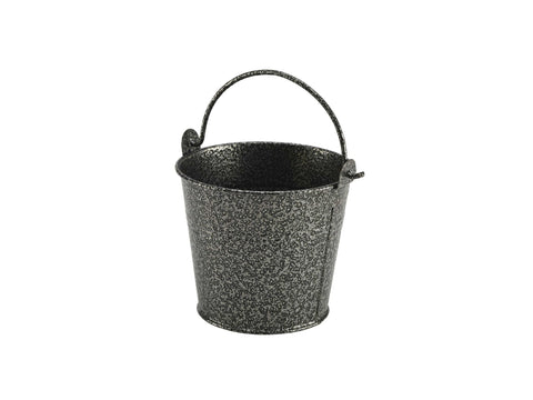 Genware GSHB10S Galvanised Steel Hammered Serving Bucket 10cm Dia Silver - Pack of 12