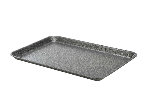 Genware GST3726S Galvanised Steel Tray 37x26.5x2cm Hammered Silver