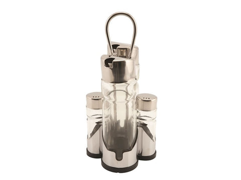 Genware 4017 Oil, Vinegar & Cruet Set with Stand