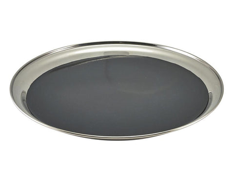 Genware 52039NS Non Slip Stainless Steel Round Tray 12"