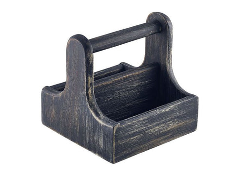 Genware DWTC-SBK Small Black Wooden Table Caddy