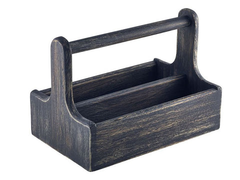 Genware DWTCBK Black Wooden Table Caddy