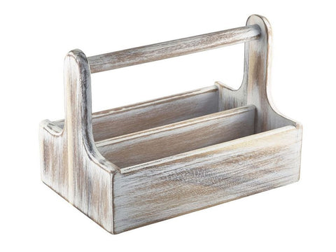 Genware DWTCW White Wooden Table Caddy