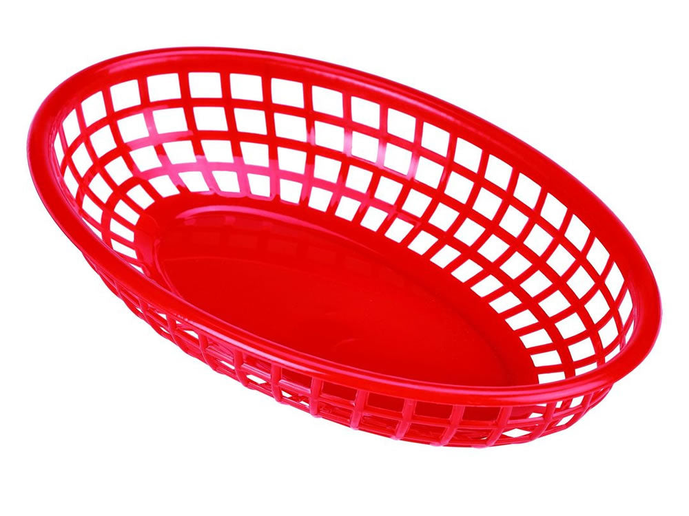 Genware FFB23 R Fast Food Basket Red 23.5 x 15.4cm Pack of 6