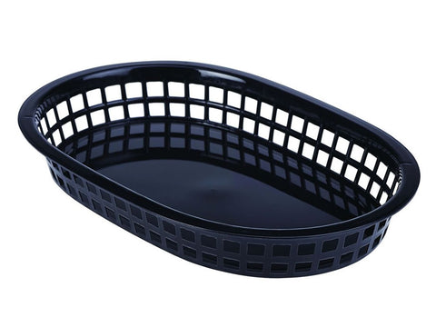 Genware FFB27-B Fast Food Basket Black 27.5 x 17.5cm - Pack of 6