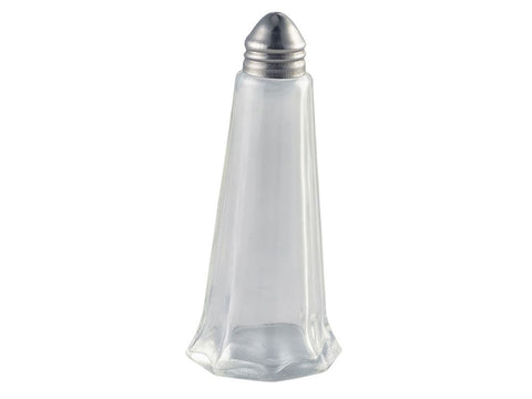 Genware KC001 Glass Lighthouse Salt Shaker Silver Top