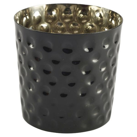 Genware SVH8BK S/St. Serving Cup Hammered 8.5 x 8.5cm Black - Pack of 12