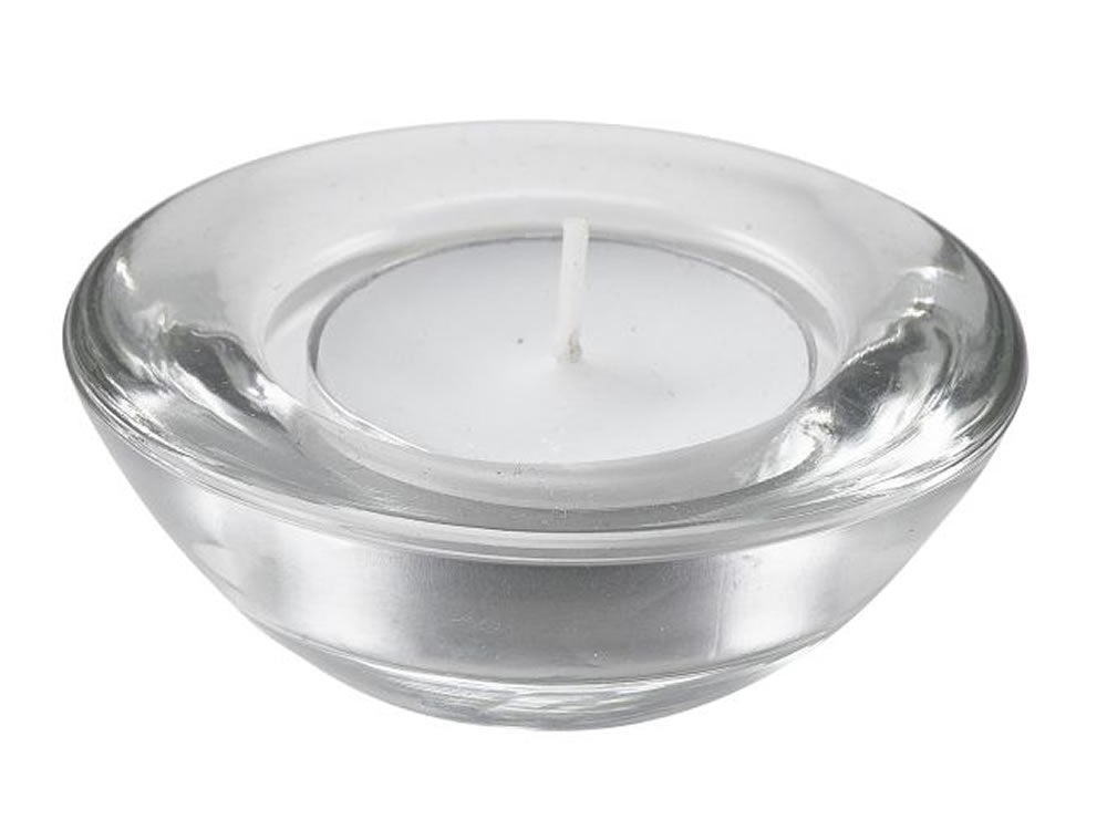 Genware TLH7 Glass Round Tealight Holder 75mm Dia Pack of 12