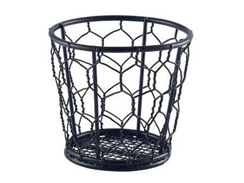 Genware WB12BK Black Wire Basket 12cm Dia - Pack of 6