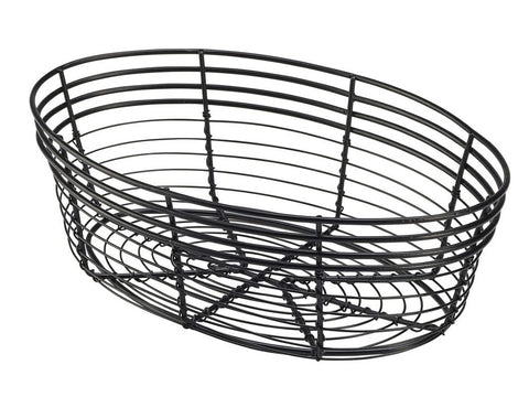 Genware WB2516BK Wire Basket, Oval 25.5 x 16 x 8cm - Pack of 6