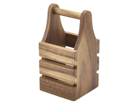 Genware WCH10 Acacia Wood Cutlery Holder 10 x 10 x 20cm