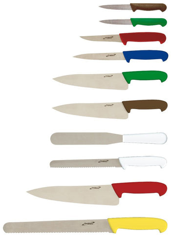 Genware KCASECOL10 10 Piece Colour Coded Knife Set + Knife Case