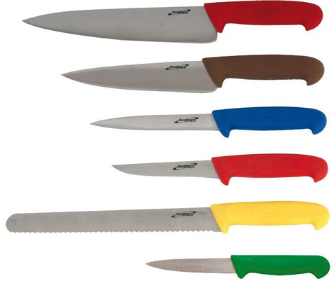 Genware KWLTCOLOUR6 6 Piece Colour Coded Knife Set + Knife Wallet