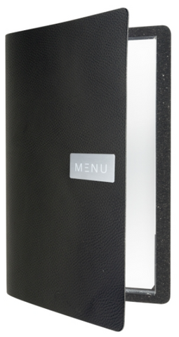 Genware MC-LRA4-RWBL Raw Leather Menu A4 Black