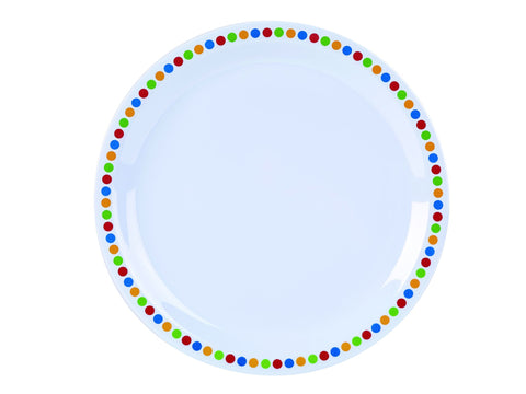 Genware MEL9PL-CC Melamine 9" Plate - Coloured Circles - Pack of 12