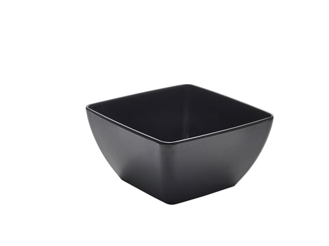 Genware MELSQB-20BK Black Melamine Curved Square Bowl 19cm
