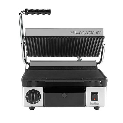 Hallco MEMT16001XNS Panini/Contact Grill - Ribbed Top and Flat Bottom