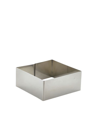 Genware MRSQ835 Stainless Steel Square Mousse Ring 8x3.5cm - Pack of 12