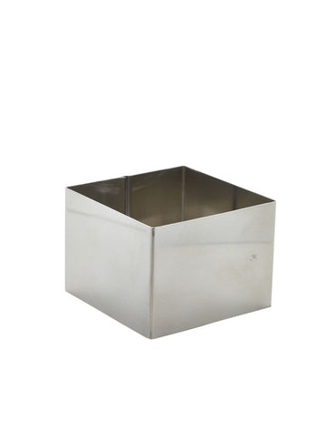 Genware MRSQ86 Stainless Steel Square Mousse Ring 8x6cm - Pack of 12