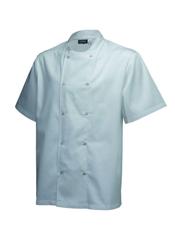 Genware NJ18-XL Basic Stud Jacket (Short Sleeve) White XL Size