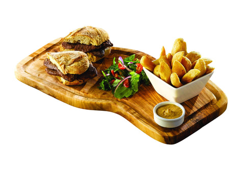 Genware OWSB Olive Wood Serving Board W/ Groove 40 x 21cm+/-