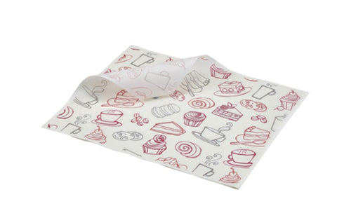 Genware PN1487CAC Greaseproof Paper Coffee And Cake 20 x 25cm - 1000 Sheets Per Parcel