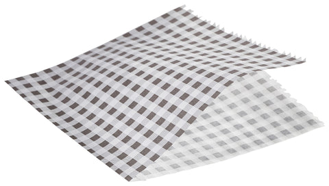 Genware PN1487GBKBG Greaseproof Paper Bags Black Gingham Print 17.5 x 17.5cm