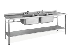 Parry 600mm Deep Stainless Steel Double Sink & Double Drainer