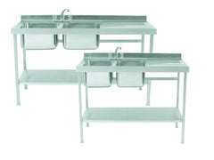 Parry Stainless Steel Double Sink Unit with Single Drainer 700mm
