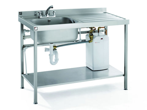 Parry Stainless Steel Quick Fit Sink Unit Range with Single Drainer & Boiler