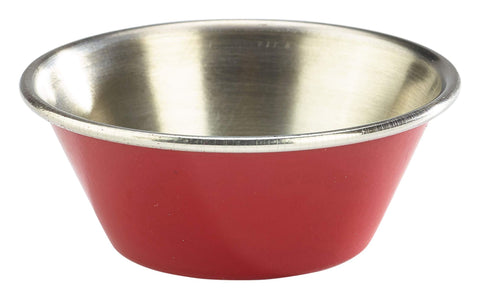 Genware RAMST115R 1.5oz Stainless Steel Ramekin Red - Pack of 24