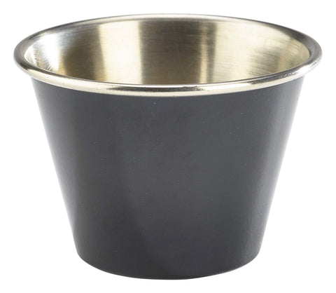 Genware RAMST2BK 2.5oz Stainless Steel Ramekin Black - Pack of 24