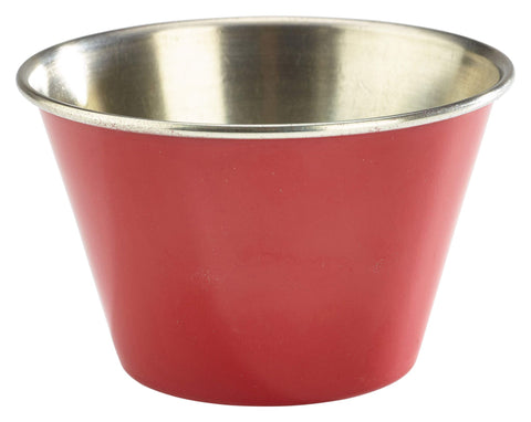 Genware RAMST6R 6oz Stainless Steel Ramekin Red - Pack of 24