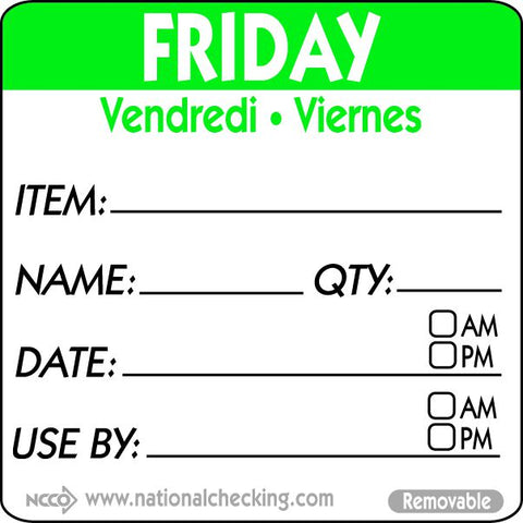 Genware RIDU2205R 50mm Friday Removable Day Label (500)