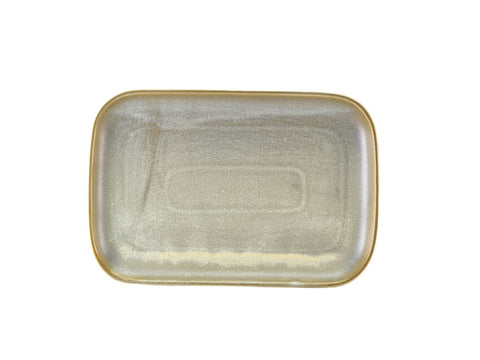 Genware RP-PMG34 Terra Porcelain Matt Grey Rectangular Plate 34.5 x 23.5cm - Pack of 6