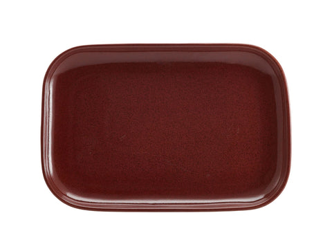Genware RP-R34 Terra Stoneware Rustic Red Rectangular Plate 34.5 x 23.5cm - Pack of 6