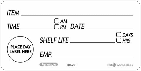 Genware RSL24R 50 X 100mm Removable Shelf Life Label (500)