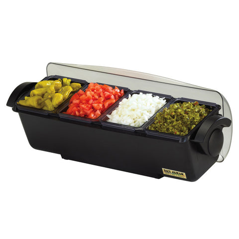 San Jamar BD4004 4-Compartment Dome Garnish Centre