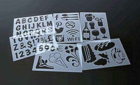 Genware SECSTN-5 Set Of 6 Stencils