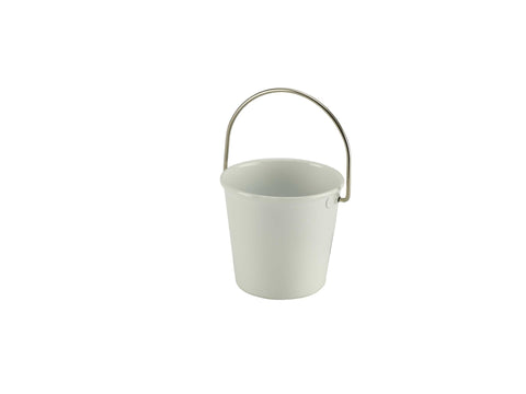 Genware SSB4W Stainless Steel Miniature Bucket 4.5cm Dia White - Pack of 24
