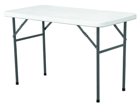 Genware ST4 Solid Top Folding Table 4' White HDPE