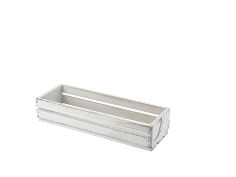 Genware TR220W Wooden Crate White Wash Finish 34 x 12 x 7cm