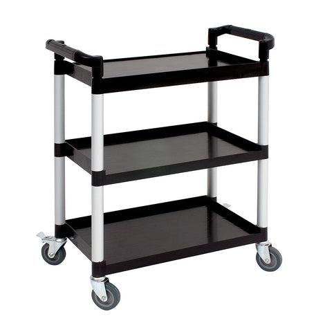 Genware TROLPL Large 3 Tier PP Trolley Black Shelves