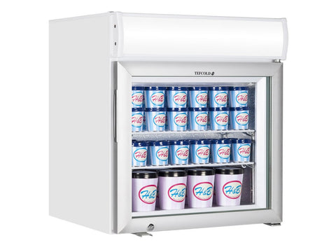 Tefcold UF50GCP 50 Ltr Glass Door Display Freezer with Canopy