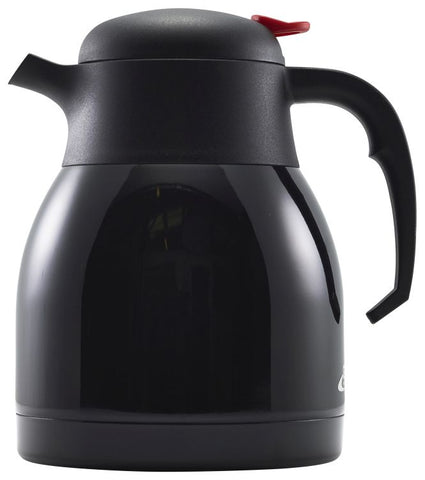 Genware V1299BK Black St/St Vacuum Push Button Jug 1.2L