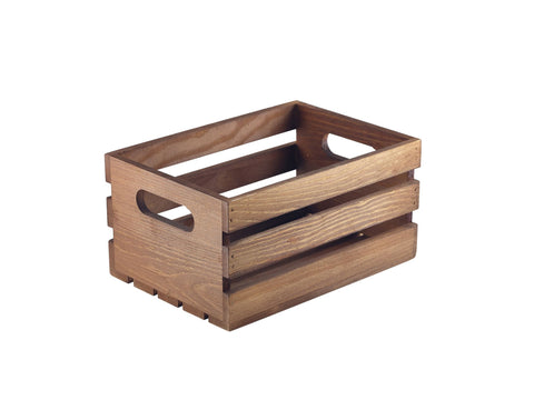 Genware WDC-2014D Wooden Crate Dark Rustic Finish 21.5x15x10.8cm
