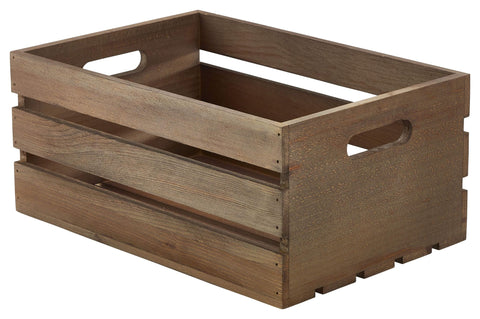 Genware WDC-3423D Wooden Crate Dark Rustic Finish 34 x 23 x 15cm